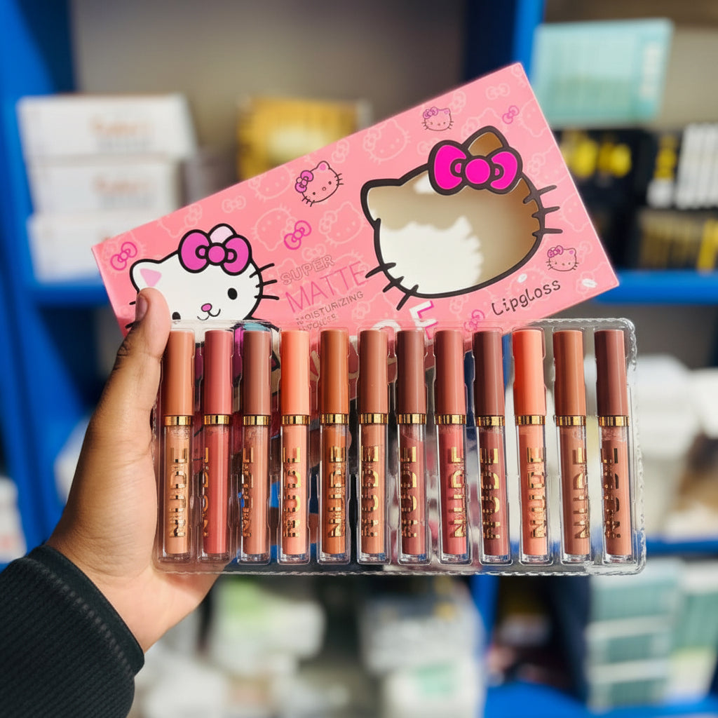 12-Piece Matte Lip Gloss Set – Nude Collection