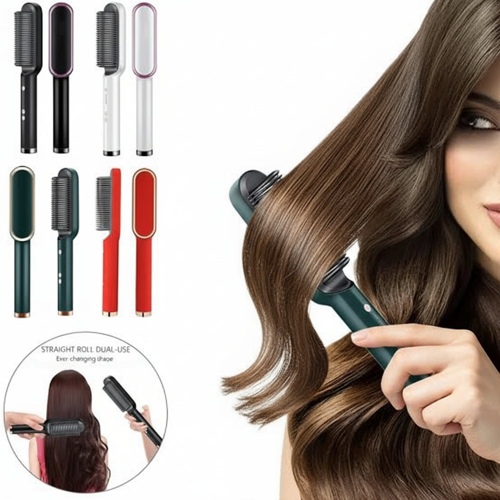 2-in-1 Electric Hair Straightening Brush – Straighten &amp; Style with Ease